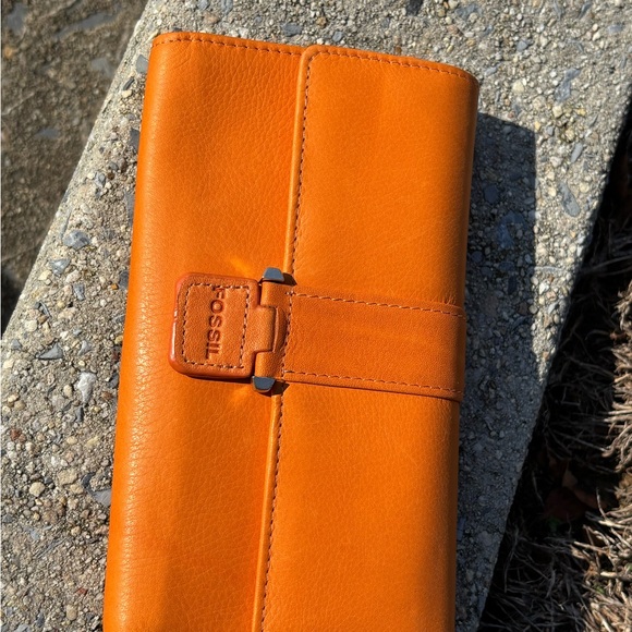 Fossil Handbags - Fossil Bright Orange Leather Wallet Clutch